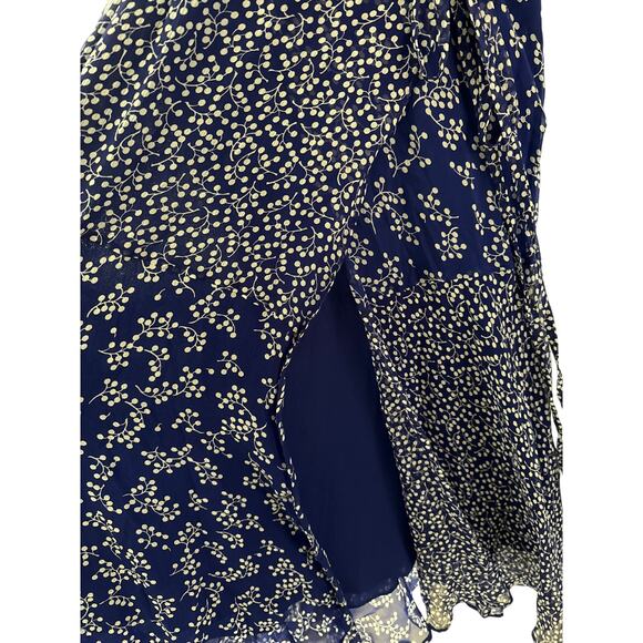 L.K. Bennett London Elif Floaty Silk Faux Wrap Midi Dress Blue Size 10 - Picture 9 of 13